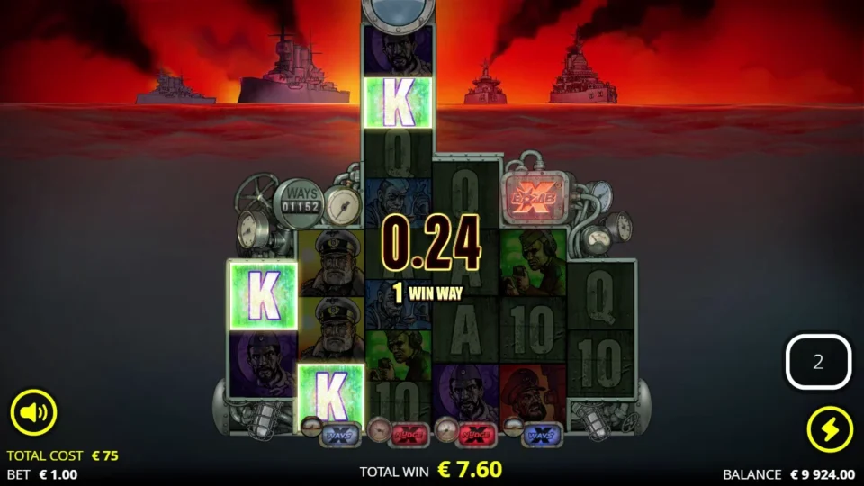 Das xBoot: A single King combination pays EUR 0.24, bringing the bonus total to EUR 7.60
