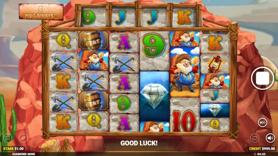Diamond Mine Megaways demo game field