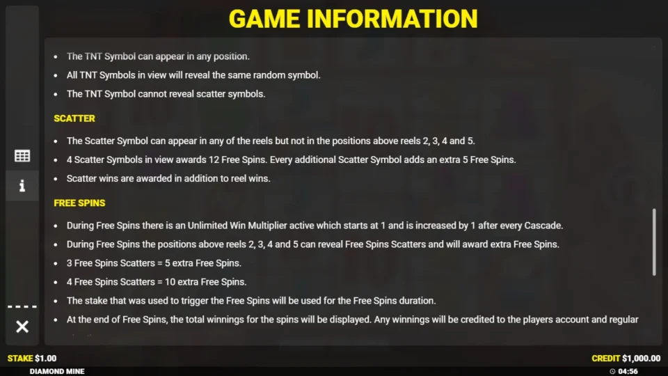 Diamond Mine Megaways rules, page 4