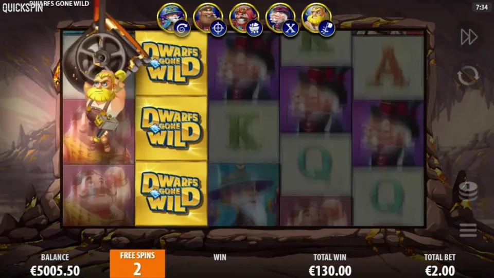 Dwarfs Gone Wild: Blacksmith turns reel two Wild with two free spins left