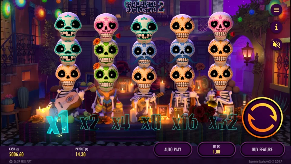 Esqueleto Explosivo 2 – Reborn: A cascade worth EUR 14.30 has settled on the payout line and the ladder has dropped back to x1