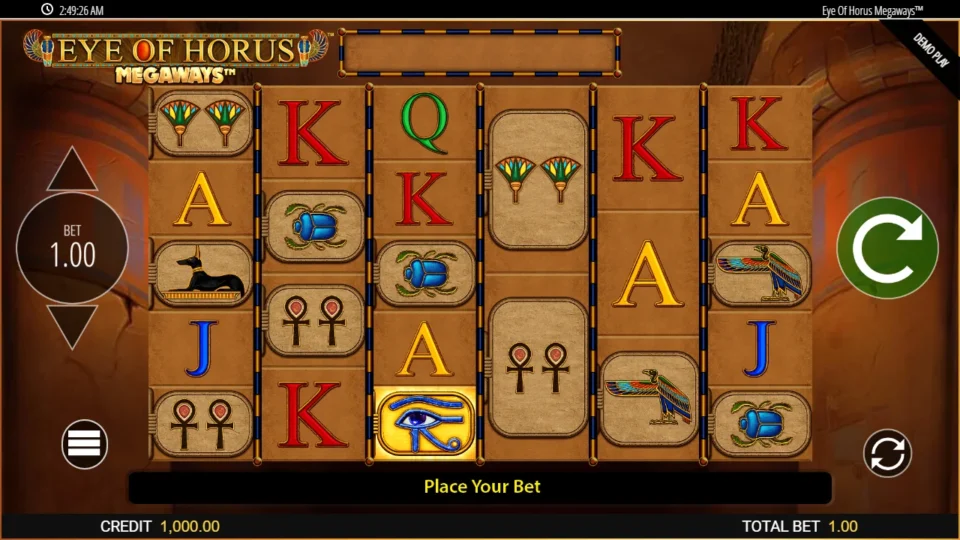 Eye of Horus Megaways demo game field