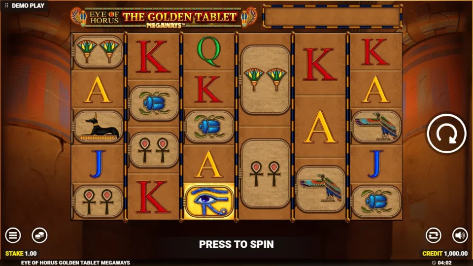 Eye of Horus The Golden Tablet Megaways demo game field