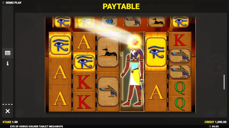 Eye of Horus The Golden Tablet Megaways rules, page 5
