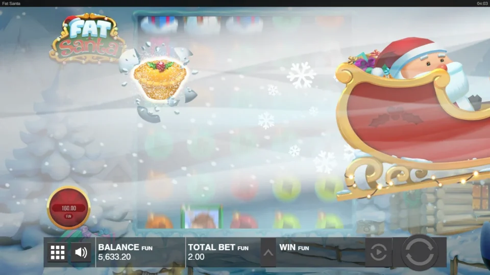 Fat Santa: Santa's Sleigh crosses the reels and drops a Christmas pie before they land