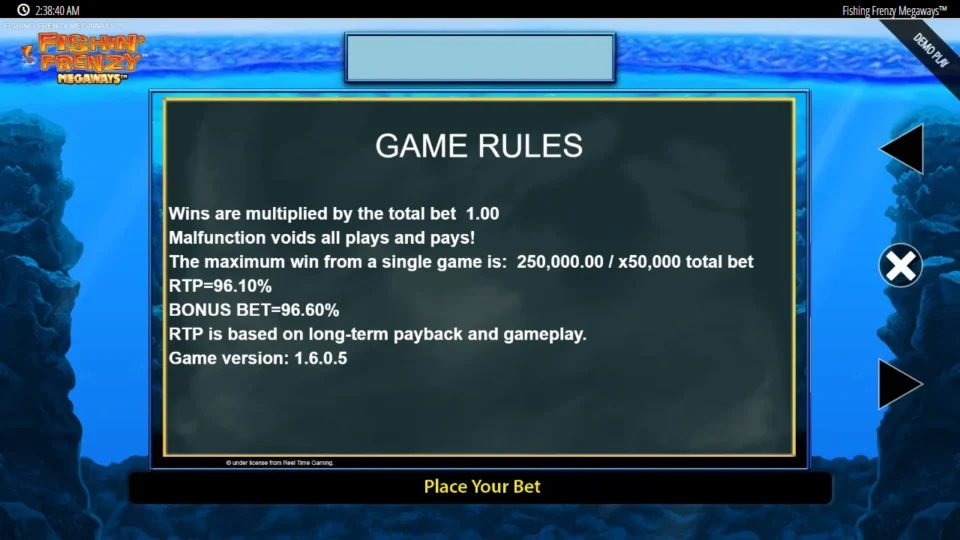 Fishin' Frenzy Megaways rules, page 5