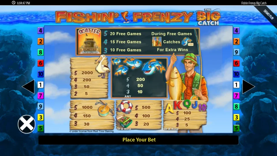 Fishin' Frenzy The Big Catch rules, page 1