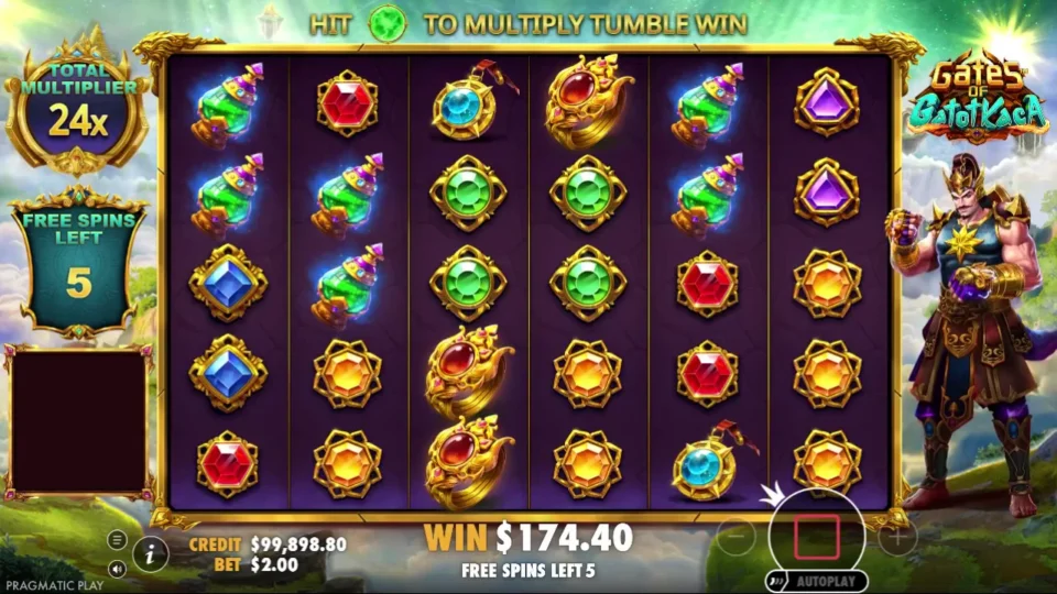 Gates of Gatot Kaca: Five spins remain with the saved meter at 24x