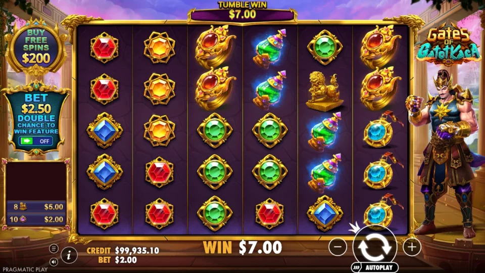 Gates of Gatot Kaca: Lion and purple-gem payouts add up to USD 7