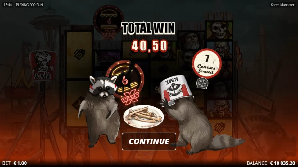 Karen Maneater: TOTAL WIN 40.50 closes a naturally triggered seven-course Value meal