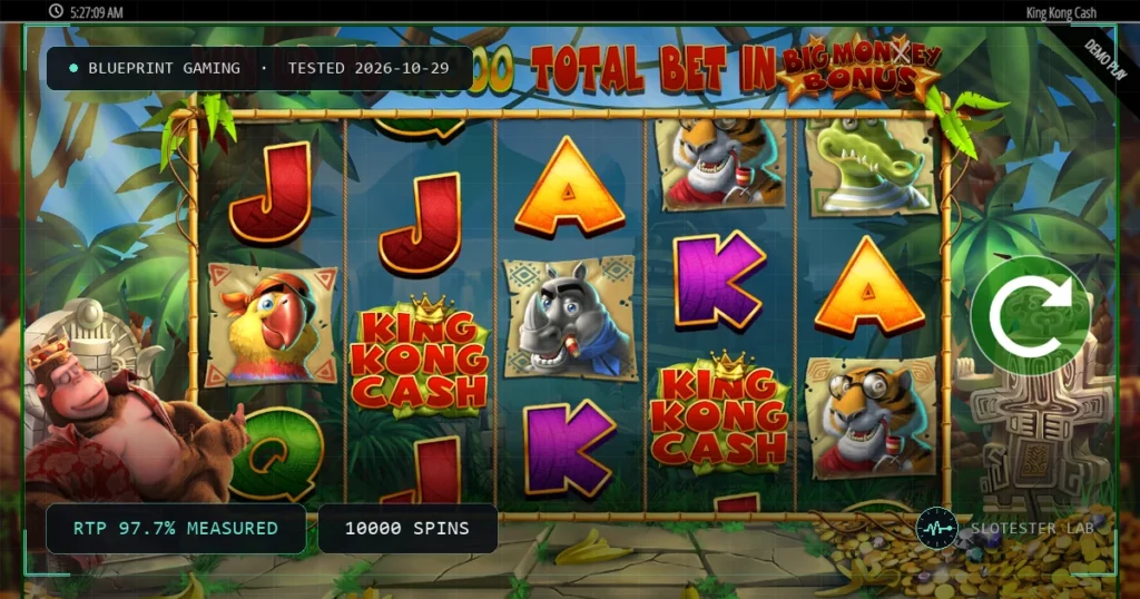 King Kong Cash — Slotester Lab test cover