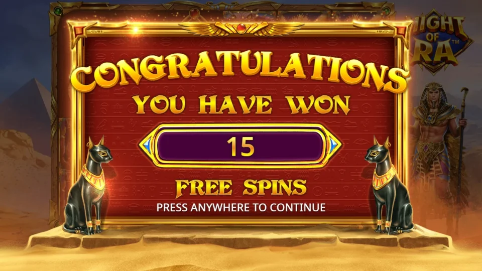 Might of Ra: 15 free spins awarded at the natural bonus entry