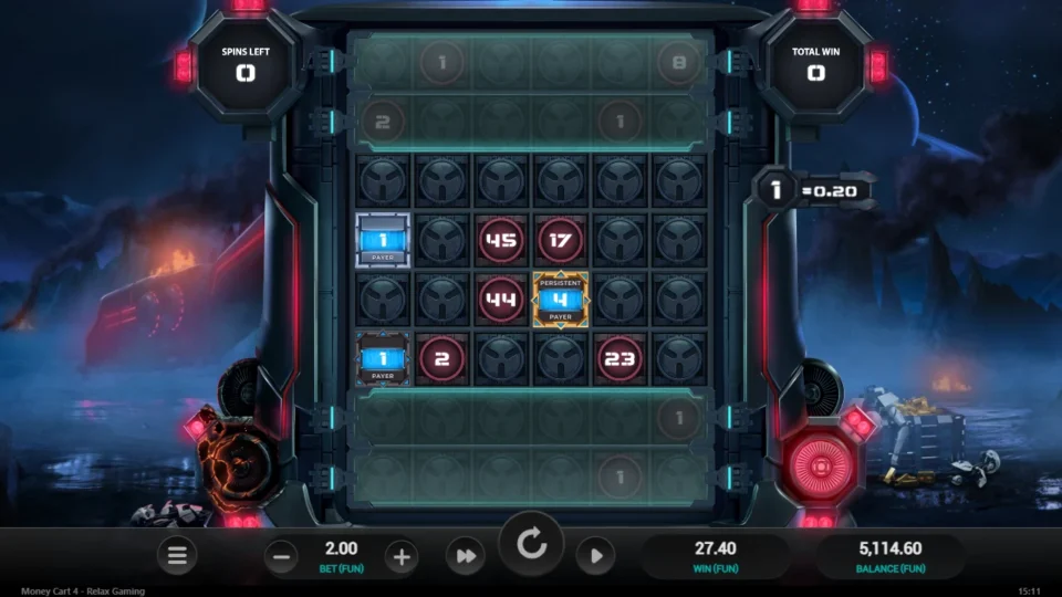 Money Cart 4: Two Payers and a Persistent Payer finish a ten re-spin round on FUN 27.40
