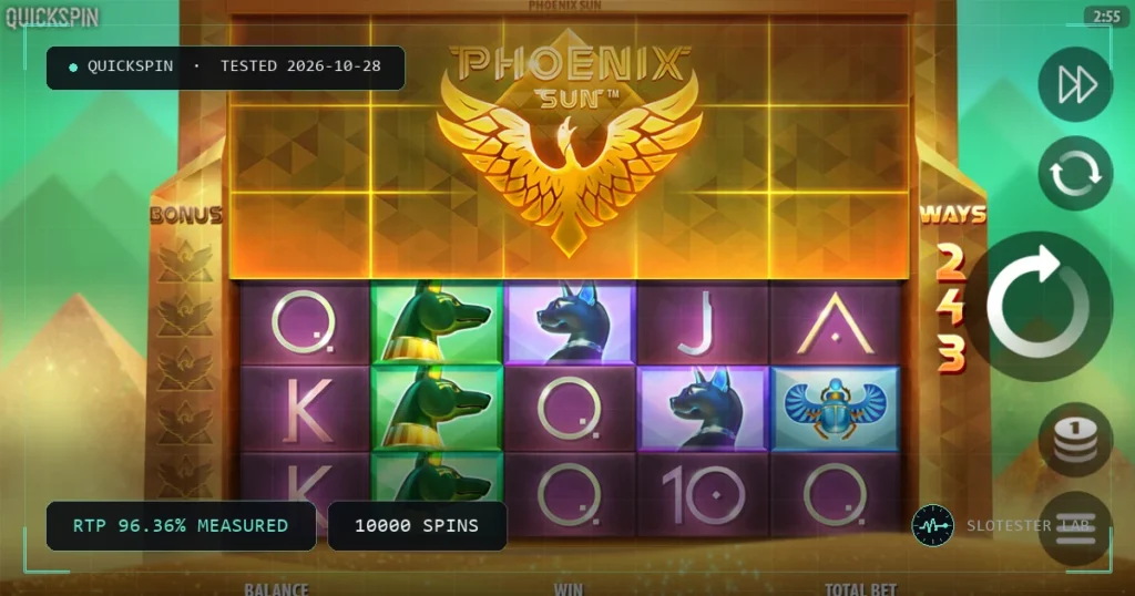 Phoenix Sun — Slotester Lab test cover