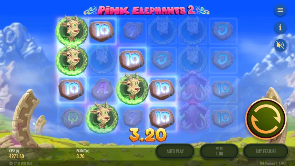 Pink Elephants 2 – Reborn: Green goats on four reels and a run of Tens return EUR 3.20