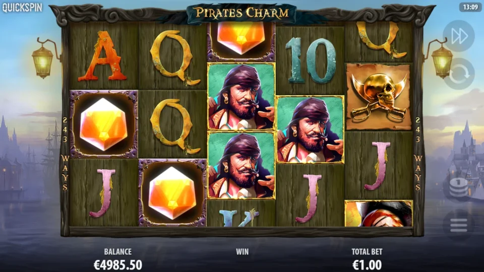 Pirates Charm: Mystery Charms occupy reels one, two and three before their paying-symbol reveal