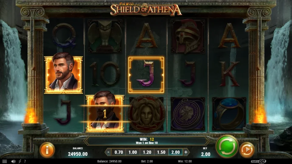 Rich Wilde and the Shield of Athena: Rich Wilde stands in for a jack on line 10 while WIN shows 12