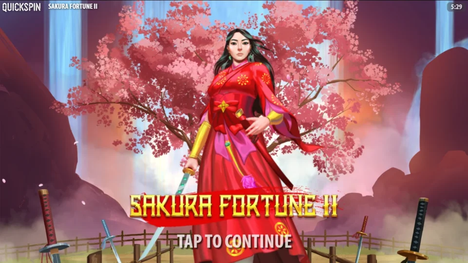 Sakura Fortune 2: The opening artwork places Sakura beneath the pink cherry blossoms