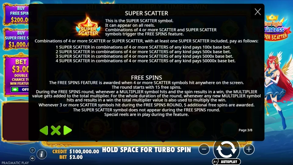 Starlight Princess Super Scatter rules, page 3