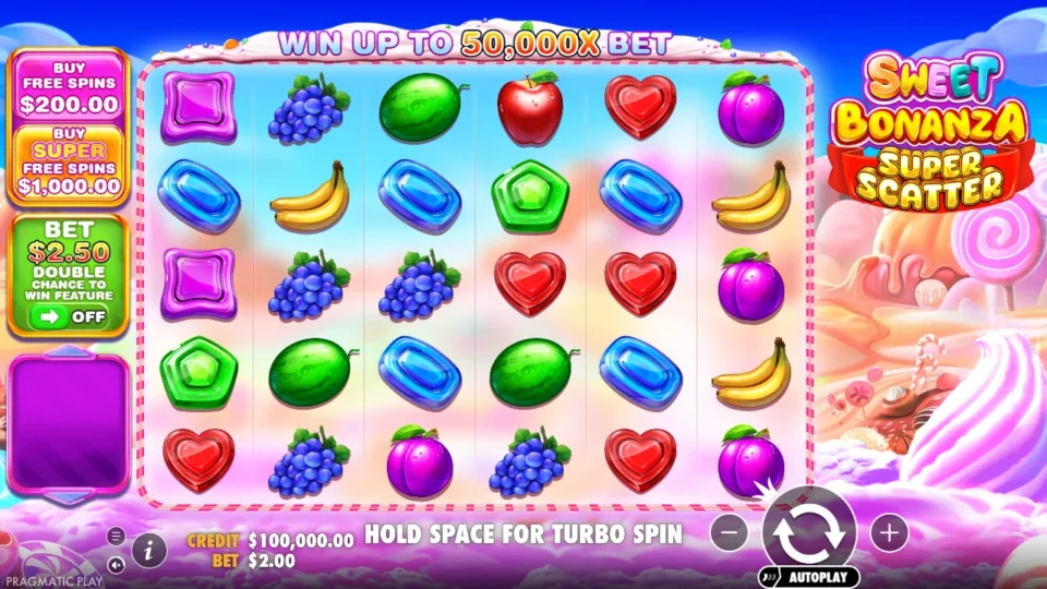 Sweet Bonanza Super Scatter demo game field