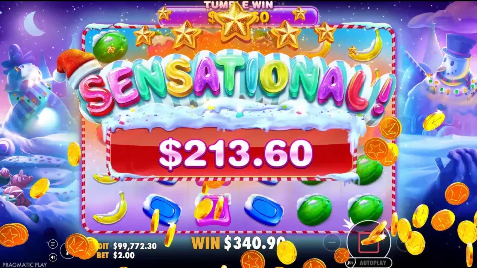 Sweet Bonanza Xmas: A Sensational banner counts USD 213.60 for a single free spin as the win box climbs to USD 340.90