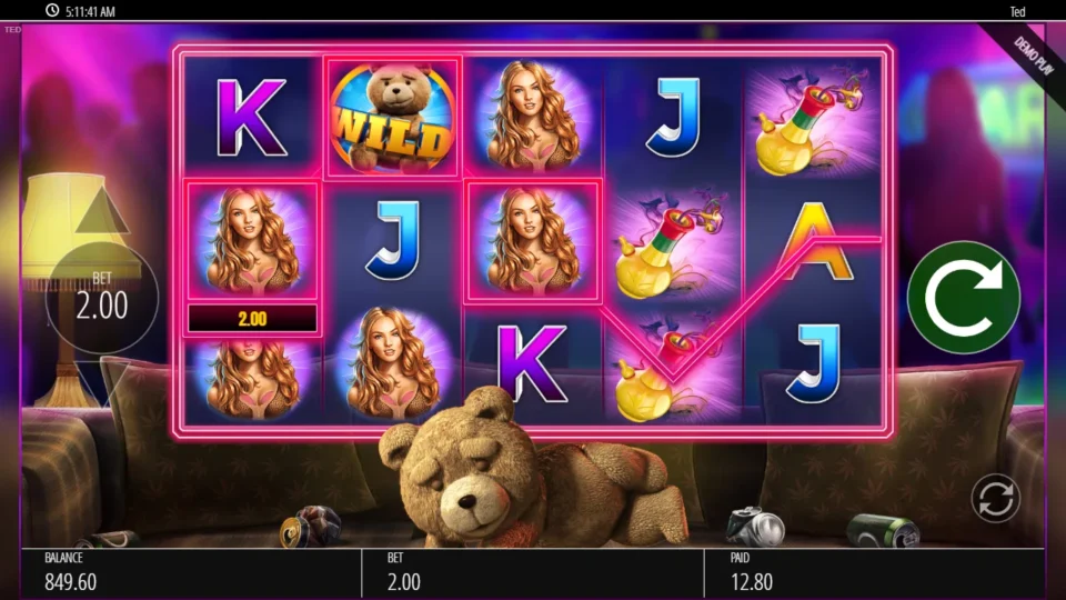 Ted: Two women and a Wild make a line worth USD 2.00 on a spin that paid USD 12.80
