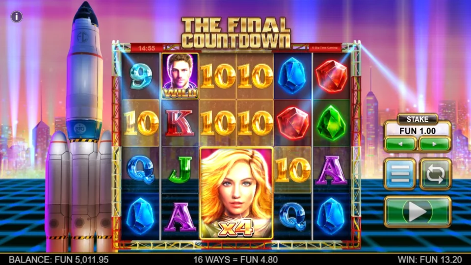 The Final Countdown: An ordinary Wild and an x4 block share the field after the total reaches FUN 13.20