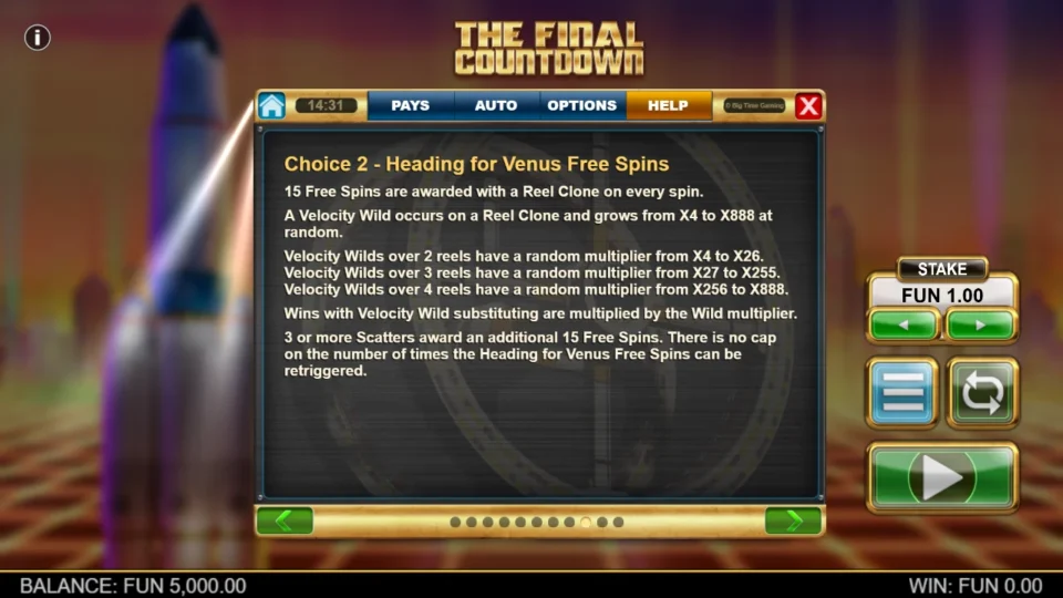 The Final Countdown rules, page 16