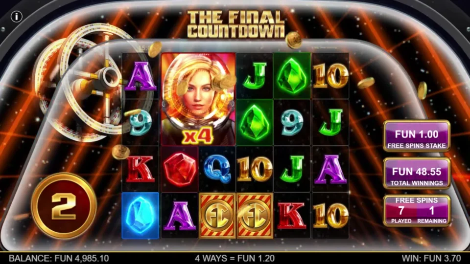 The Final Countdown: After those Scatters are counted, two points and one free spin remain