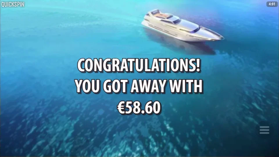 The Wild Chase: The getaway boat marks the completed bonus result of EUR 58.60