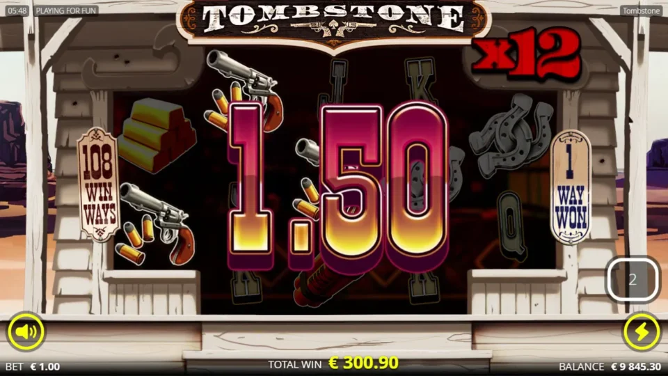 Tombstone: Gunslinger retains its 12x multiplier with no Outlaw Wild on the reels