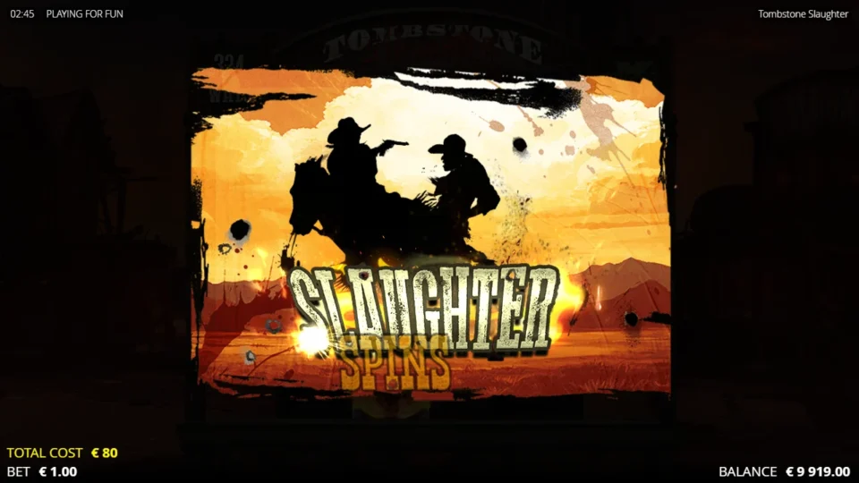 Tombstone Slaughter: El Gordo's Revenge: The Slaughter Spins card that follows an EUR 80 ticket