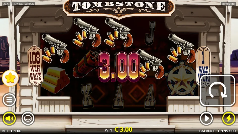 Tombstone: Five revolvers form one winning way worth EUR 3 at the EUR 1 stake