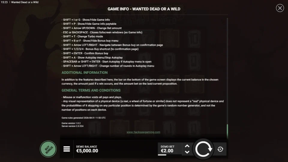 Wanted Dead or a Wild rules, page 9